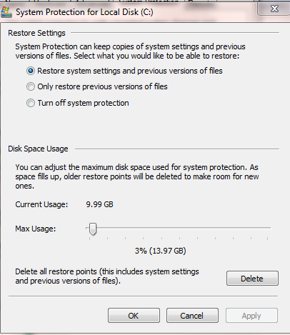 Seeing over double free disk space after moving files around...-system-protection.png