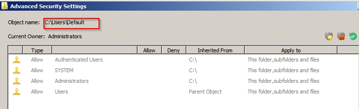 The default security settings of the &quot;Default Folder&quot;.-default1.jpg