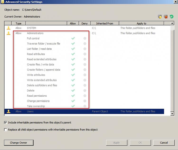 The default security settings of the &quot;Default Folder&quot;.-default4.jpg