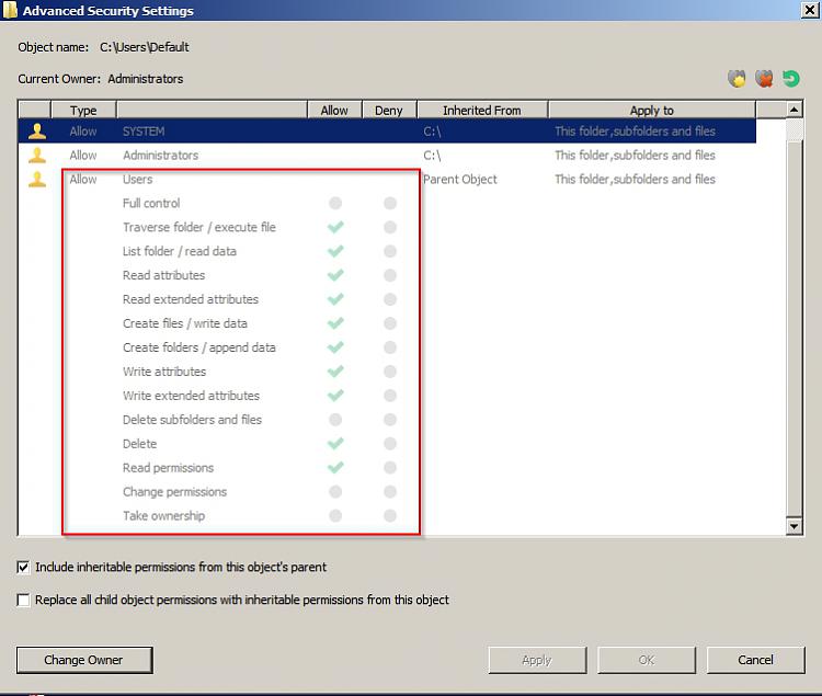 The default security settings of the &quot;Default Folder&quot;.-default5.jpg