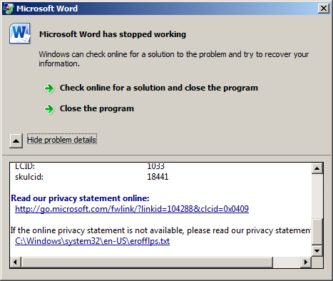 IE, Excel, Windows Explorer, Firefox, etc crashed while launching-word-crash3.png