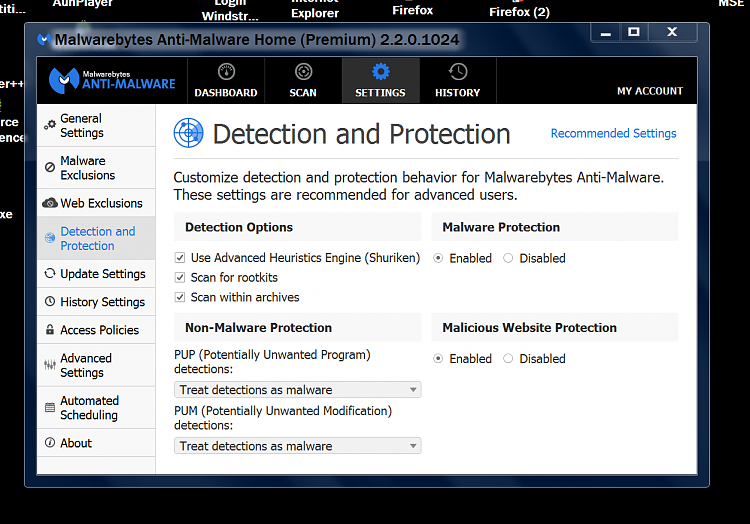 Getting &quot;Preparing Security Options&quot;-malware-bytes-settings.png