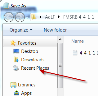 Save As &gt; RECENT PLACES (missing)-recent.png