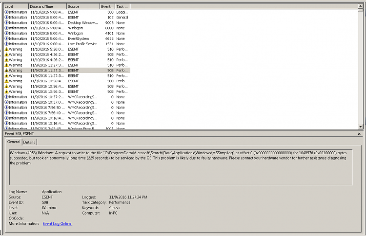 Esent errors bringing down OS to a crawl, hard power off to use PC-err2.png