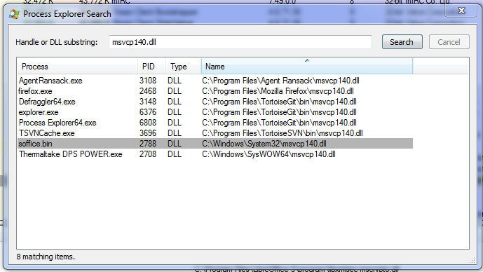 [Question](Windows 7)[Enviornment Variable (PATH)] VisualC++2015 issue-processexplorer__search-ms-visual-c-runtime-usage-msvcp14.dll-2.png