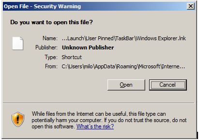 &quot;Open File - Security Warning&quot; each time I open WinExplorer on toolbar-temp2.jpg