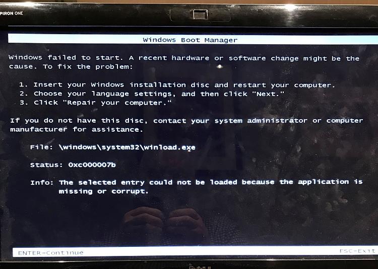 Dell Inspiron one 2320 - Will not recover/repair-error.jpg