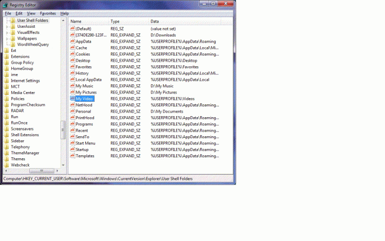 How do I recreate the special &quot;My Videos&quot; user folder?-regedit-user-shell-folders.gif