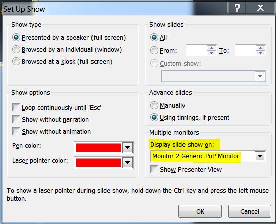 how do I reverse an extended screen between my laptop and my projector-slideshow.jpg