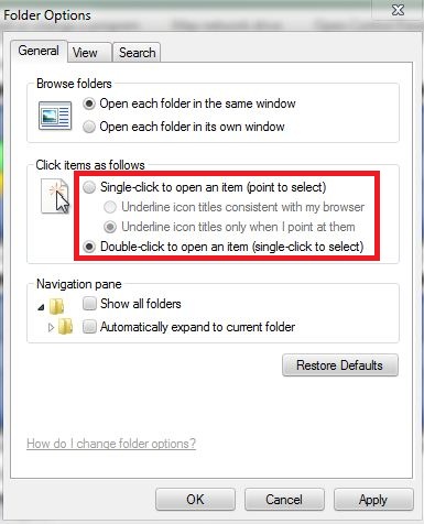 Cannot choose single/double click in explorer-&gt;tools-&gt;folder options-capture.jpg