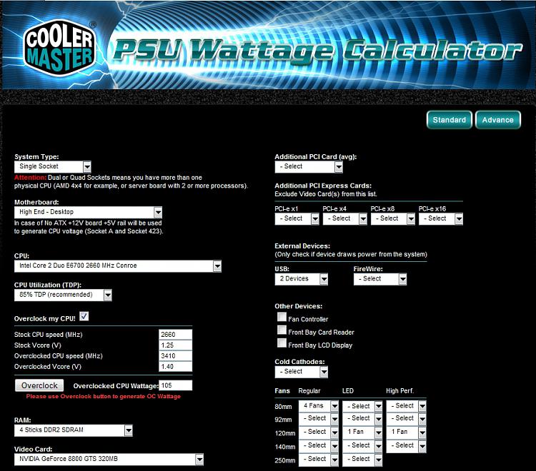 CoolerMaster PSU Calculator! Windows 7 Forums
