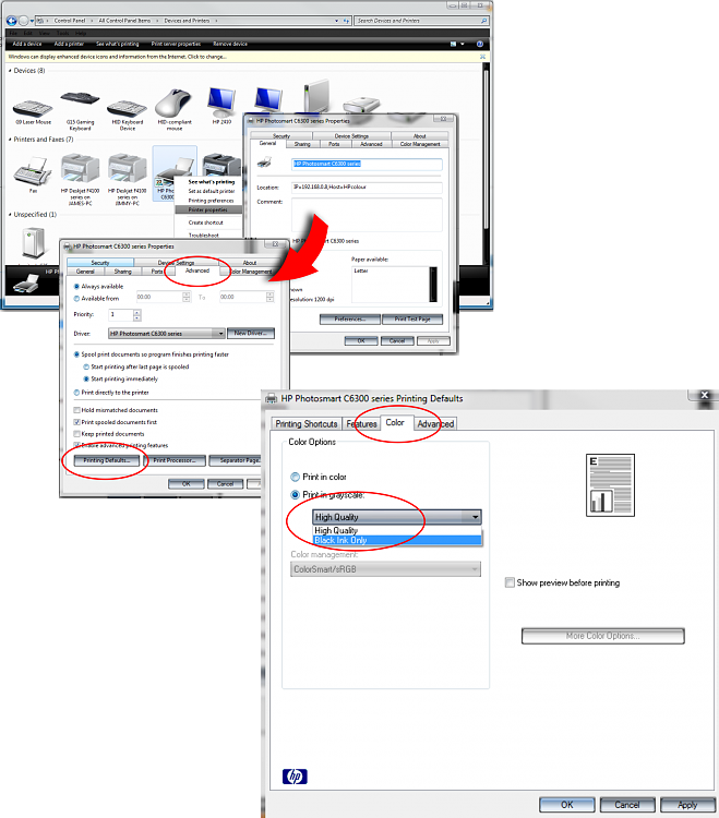 hp deskjet will not stay set to black ink only-printing-defaults.png