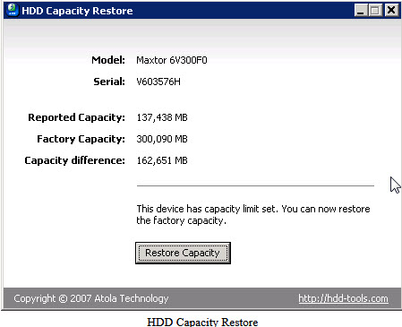 Hard Drive Problem - 500 GB Disk - only 371 GB un-allocated space ??-hddcrttool.jpg