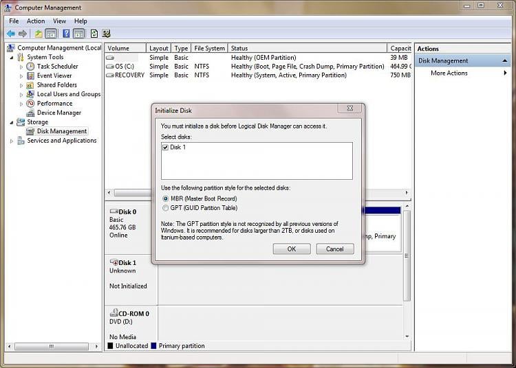 Disk Management Unknown Not Initialized Drive Solved Windows