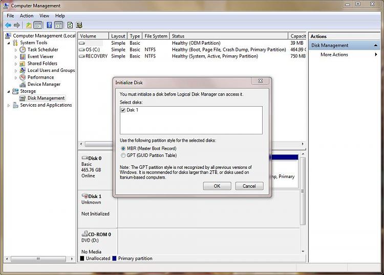 Disk Management Unknown Not Initialized Drive Solved Windows