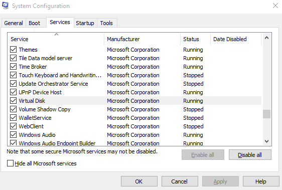  unable to connect to virtual disk service no path solved windows 7 