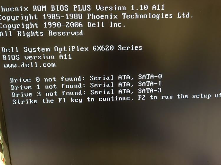 Computer Can't Find the Hard Drive but Says to Press F1 to