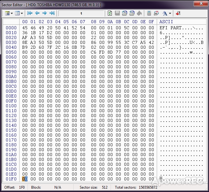 Recover a GPT Partition that became RAW in 3T Internal HDD-bootice_1st-sector.jpg