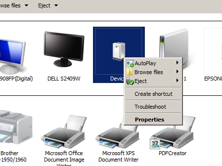 &quot;Devices and Printers&quot; displays correctly in one Profile but not in an-image1.jpg