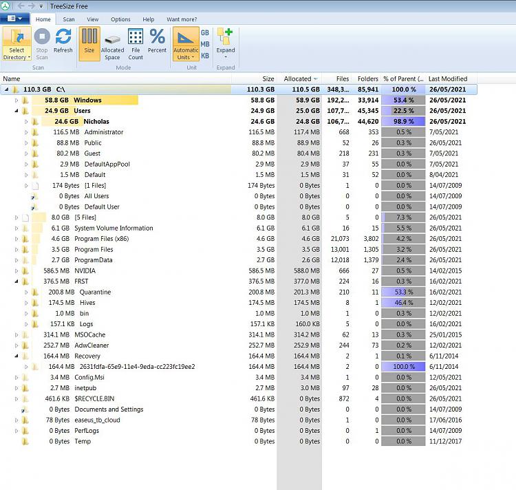 C Drive almost full but TreeSize says about 25% free-treesizefree.jpg