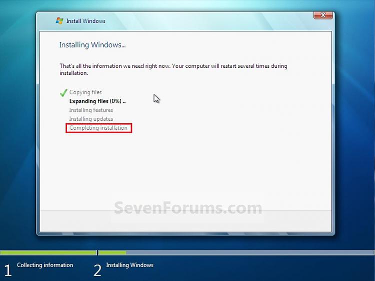 Windows 7 32bit installation freezes at &quot;completing installation&quot; (AGA-step9.jpg