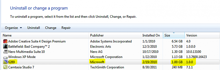 Anyone know what an entry in Uninstall list called 6289 is???-6289.png