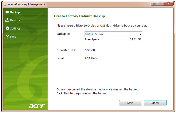 Vloeibaar Lastig collegegeld acer erecovery management usb, Recovery Disk: Guide for Windows XP, Vista,  7, 8 - finnexia.fi
