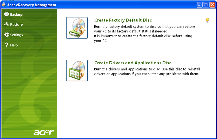 Acer recovery management