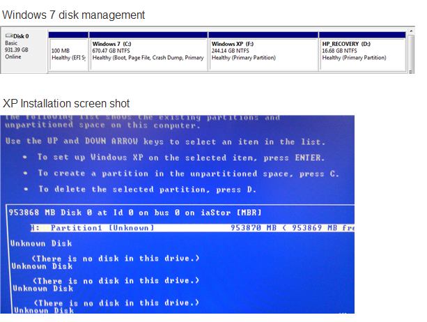 Dual Boot - XP Install Not Showing All Windows 7 Partitions-diskscreens.png