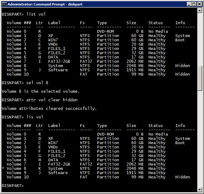 Repair Windows 7 boot menu on UEFI-diskpart_artt_clear_hidden.png