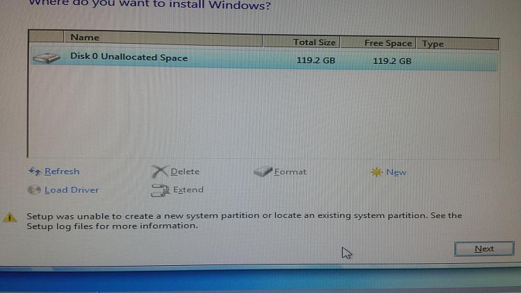 Setup was unable to create a new system Partition-1426240430459.jpg