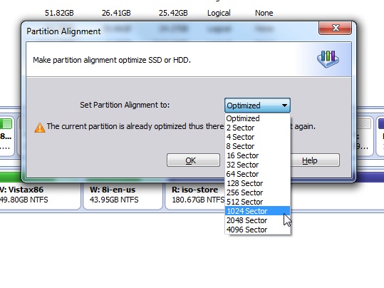 Unallocated spaces at the beginning &amp; end of the BOOT disk-aomei-align.jpg