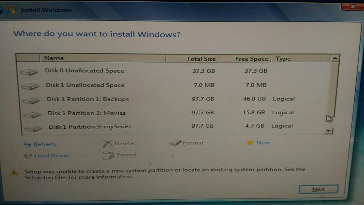 Unable to create a new system partition or locate an existin partition-1467605960471-1759309510.jpg