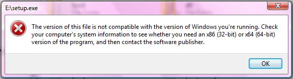 I am getting an error “The version of this file is not compatible