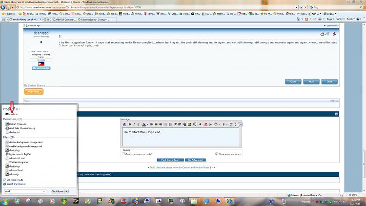 media library use of windows media player is corrupt..-cmd.jpg