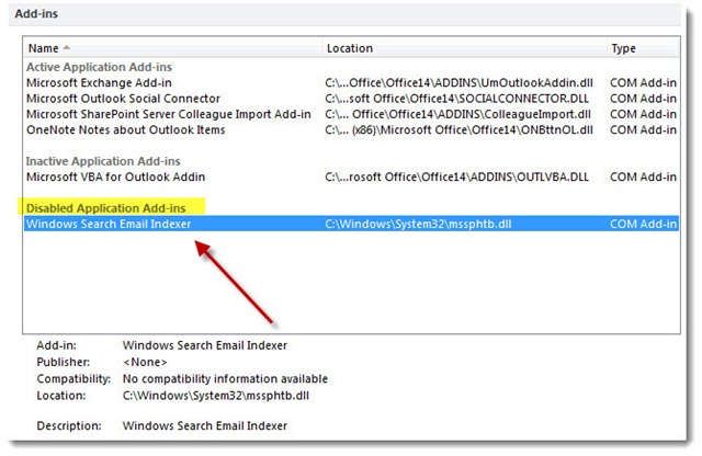 Outlook 2010 is not indexing new messages-outlooksearch-disabledaddin_thumb.jpg