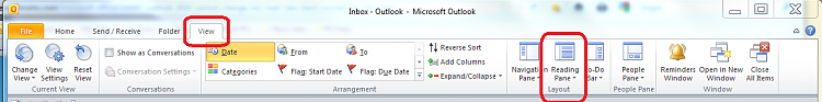 Outlook 2010 cannot change my mail view back to normal from list view-reading-pane.png