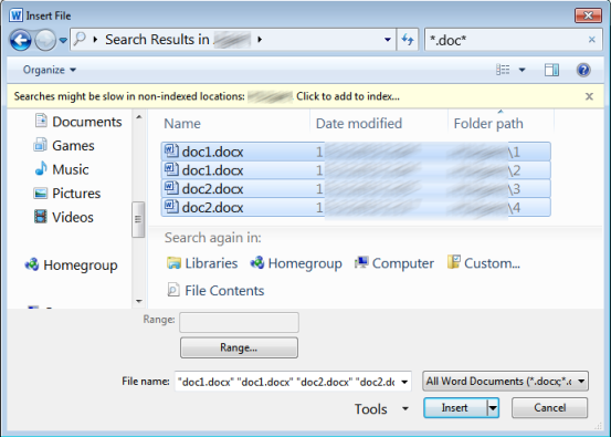 Word 10: merging .doc files representing odd/even pages-insert.png