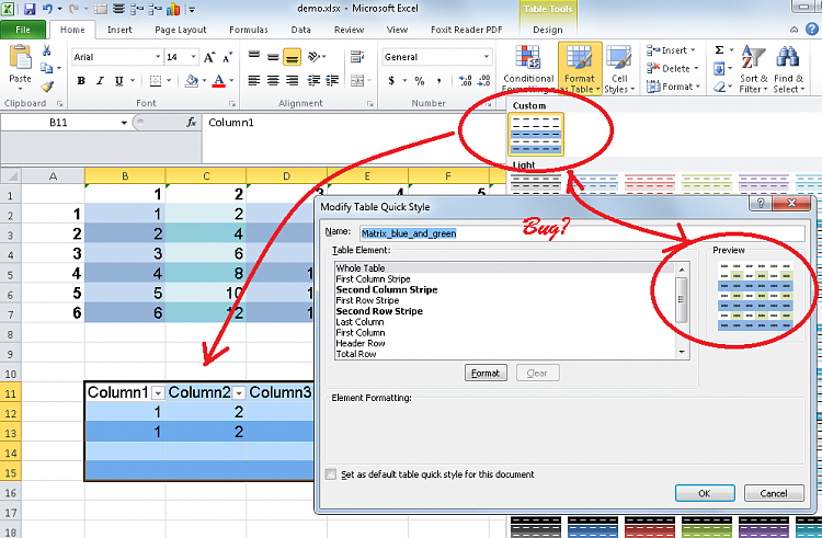 How to format a table as a matrix with color striping?-custom_table_format_problem.png