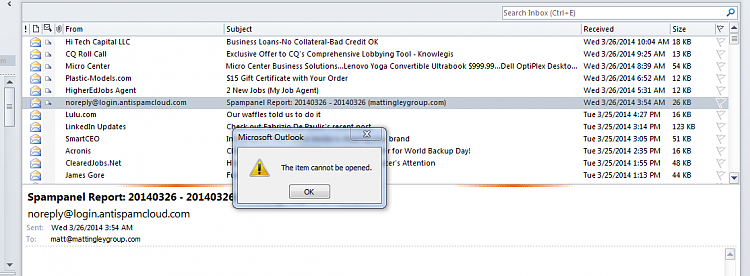 Outlook 2010 Cannot Open the Item-outlook-screen-shot.png