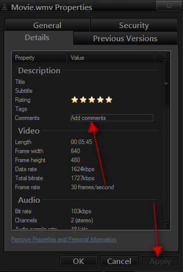 How to edit rating with video files?-capture.png