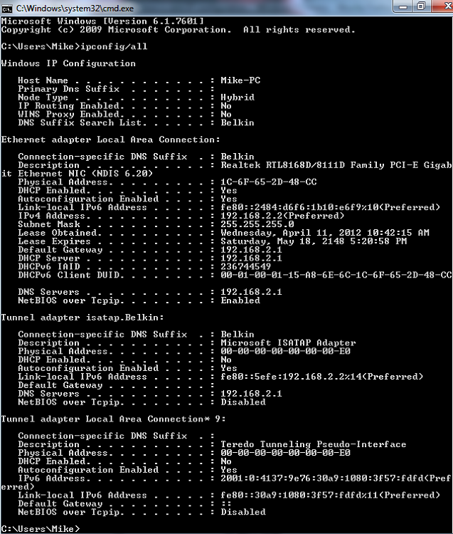 &quot;Local Area Connection&quot; Doesn't have a valid IP configuration.-newnewipconfig.png