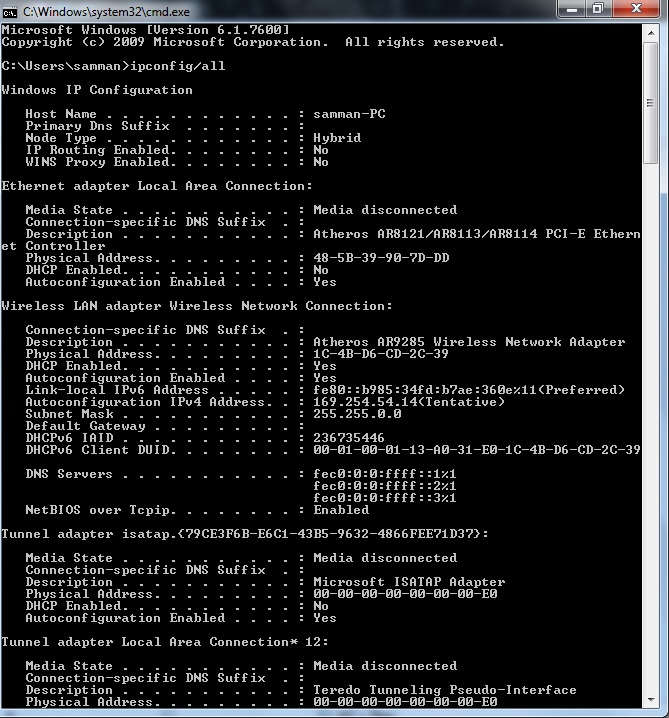 &quot;Wireless network connection&quot; doesnt have a valid IP configuration...-command.jpg