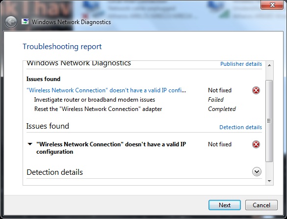 &quot;Wireless network connection&quot; doesnt have a valid IP configuration...-troubleshooting-report.jpg