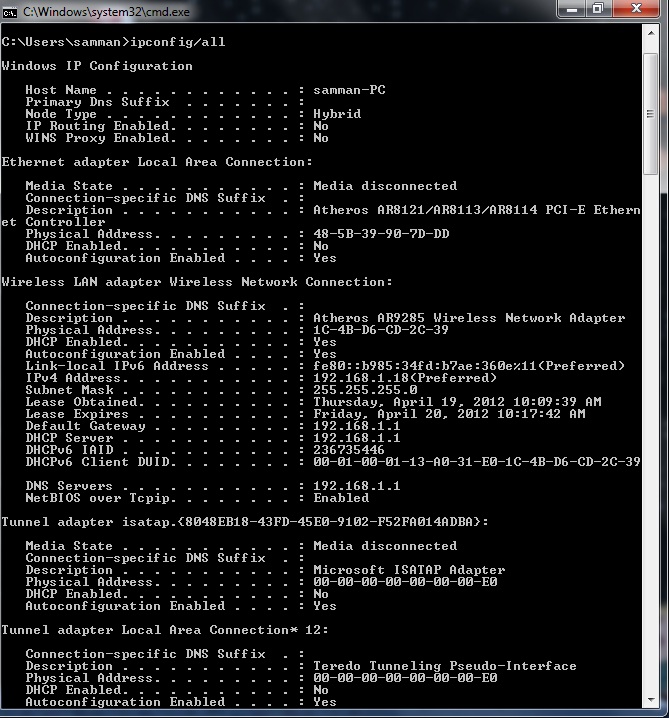 &quot;Wireless network connection&quot; doesnt have a valid IP configuration...-working-command.jpg