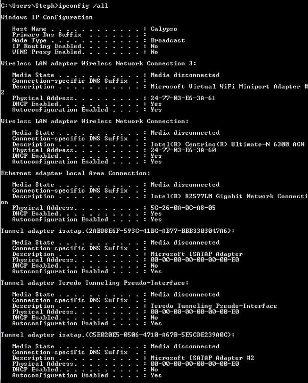 Windows 7 identifies WPA2 network as WEP-ipconfigafterfail1.jpg