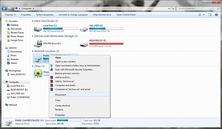 Cannot get mapped drive letter back IN win 7 Pro 32 bit-disconnect.png