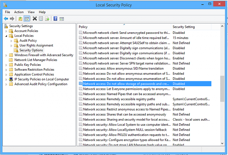 Requiring user name\password when accessing a machine over the network-do-not-store-passwords-local-security-policy.png