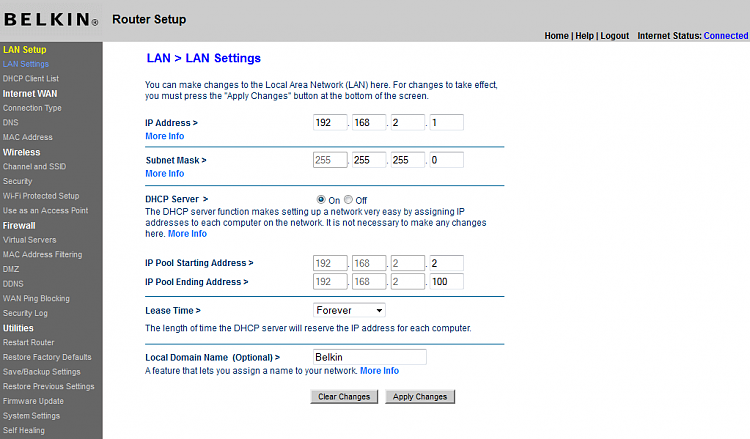 How do I create a Wired Home Network ?-belkinrouterlansettings.png