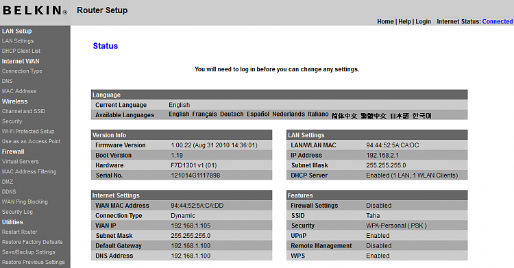 How do I create a Wired Home Network ?-belkinrouterstatus.png